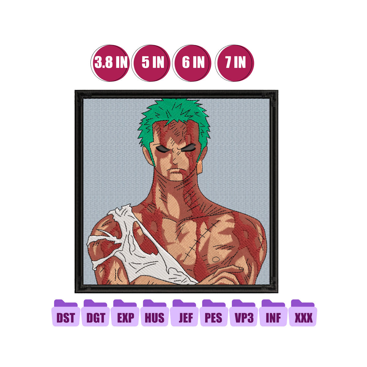 Roronoa Zoro Anime Embroidery Design, One Piece Embroidery 22