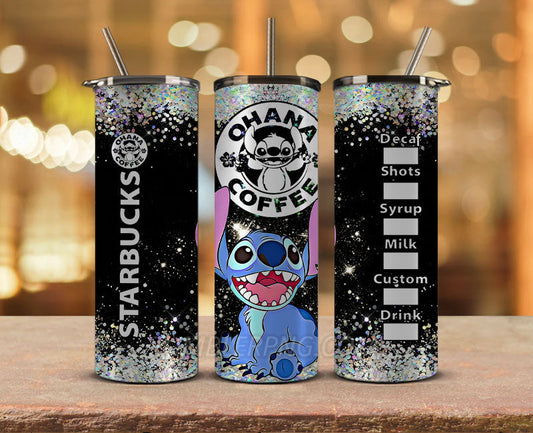 Stitch Starbucks 20oz Tumbler Png,20 oz Skinny Tumbler Wraps, Stitch Tumbler Wrap 23