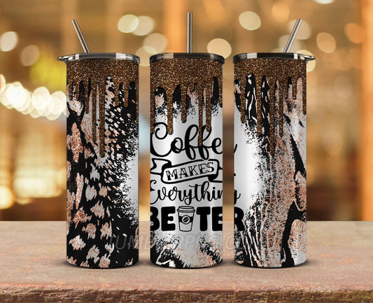 Coffee 20 oz Skinny Tumbler Sublimation Png, Coffee Tumbler Wrap 29