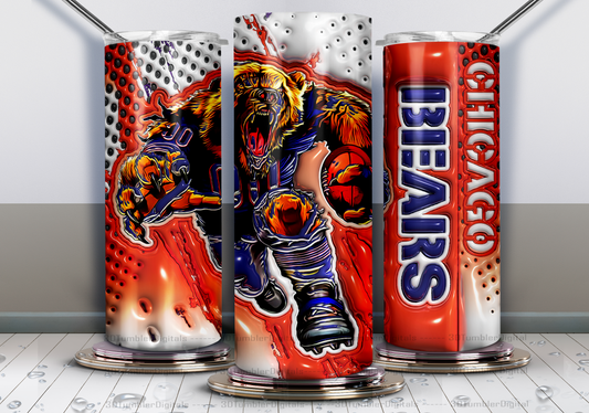 Bears Tumbler Wrap , 3D Nfl Tumbler Wrap, Nfl Mascot Tumbler  31