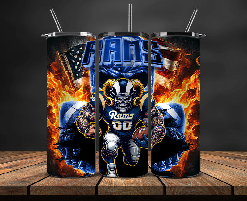 Los Angeles Rams Fire Tumbler Wraps,NFL Tumbler Wrap By AI, AI Tumbler Design 51