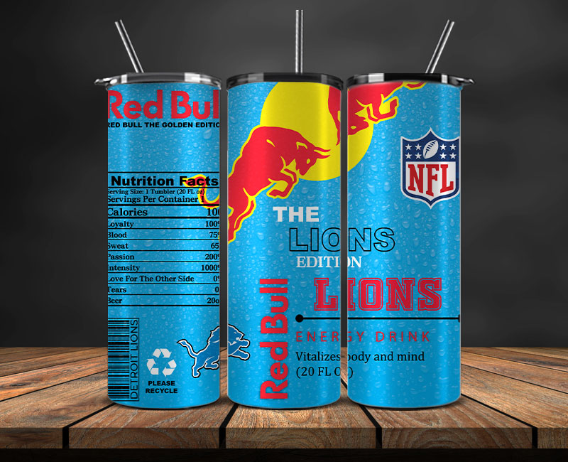 Detroit Lions Tumbler Wraps, NFL Red Bull Tumbler Wrap 05