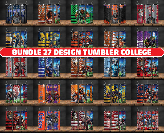 Bundle Sport Tumbler 27 Designs NCAA University College Tumbler Wraps DS-69