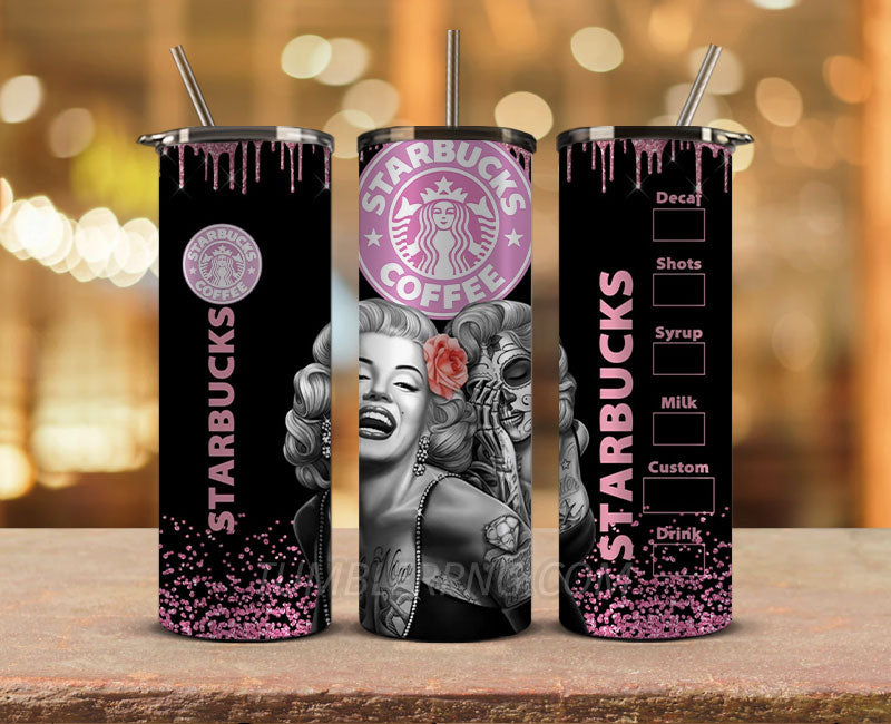 Starbucks Tumbler Png, Starbucks Glitter Sublimation, Skinny Tumbler 20oz, Skinny Starbucks 07