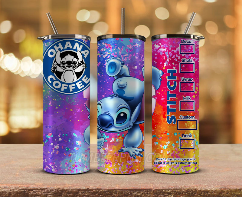 Stitch Starbucks 20oz Tumbler Png,20 oz Skinny Tumbler Wraps, Stitch Tumbler Wrap 07